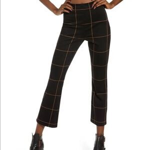 Leith Ponte High-waist Kick Flare Black Windowpane Pants
